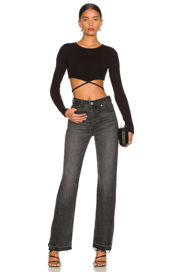 Waist Tie Tee Black Women Lovers Friends Tops