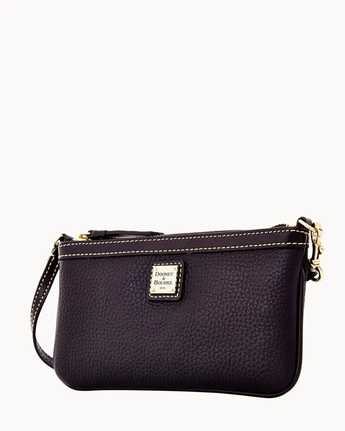 Wallets Women Dooney and Bourke Pebble Grain Large Slim Wristlet Black Black