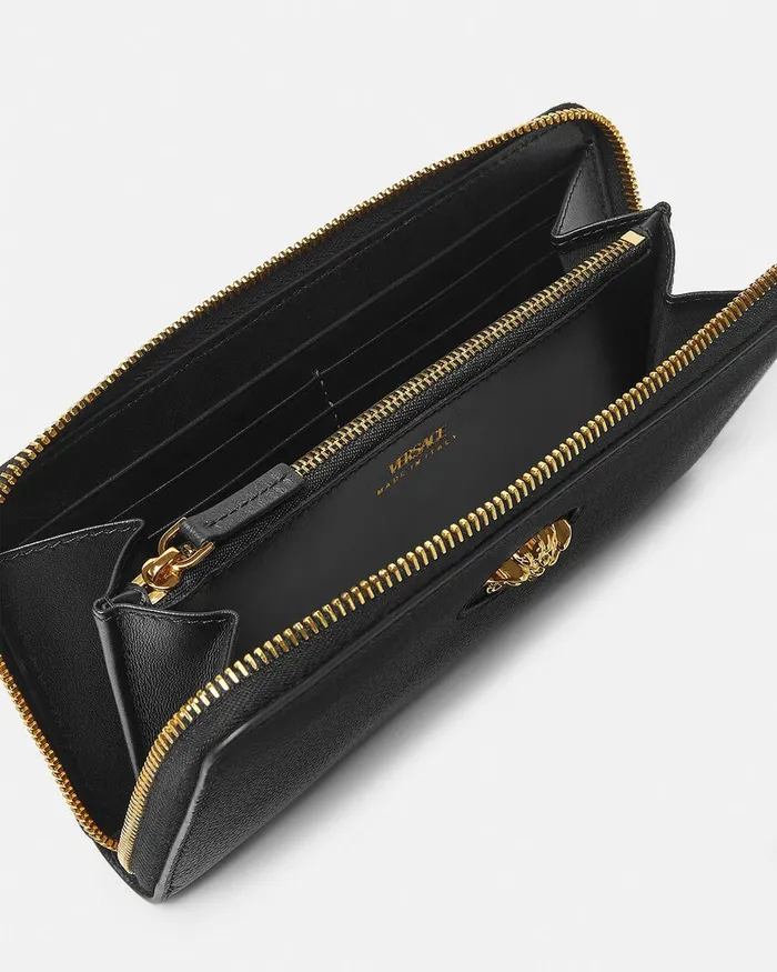 Wallets Women Versace La Medusa Long Wallet Black