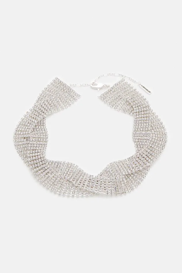 Wavy Diamante Necklace Silver Women Karen Millen Jewellery