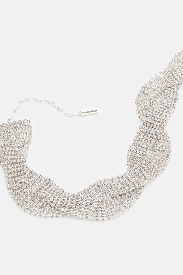 Wavy Diamante Necklace Silver Women Karen Millen Jewellery