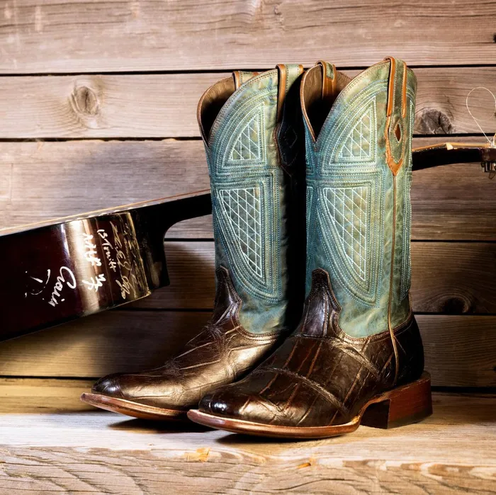 Western Men Stetson Big Horn Tobacco Alligator Cowboy Boot Brown