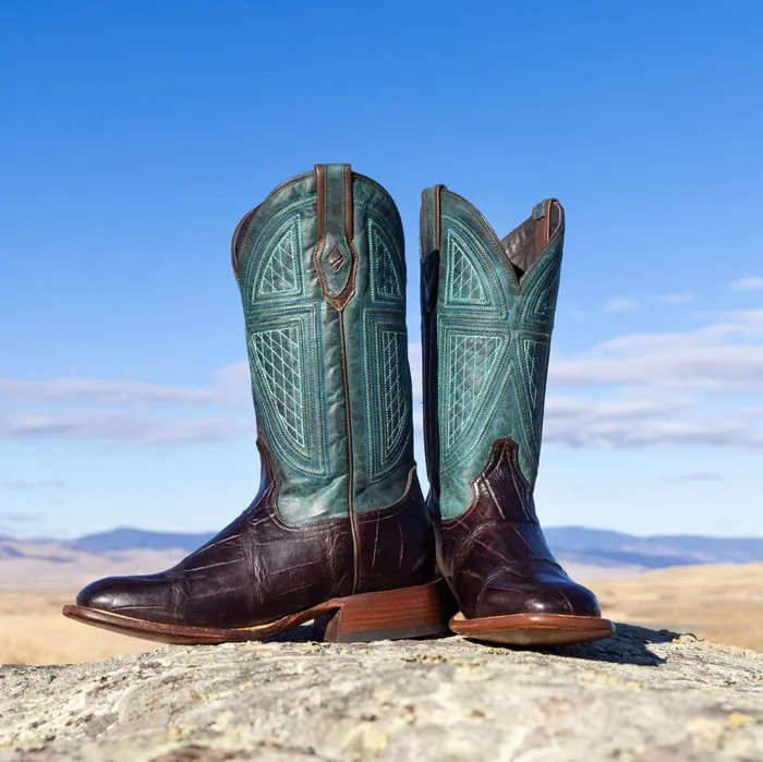 Western Men Stetson Big Horn Tobacco Alligator Cowboy Boot Brown