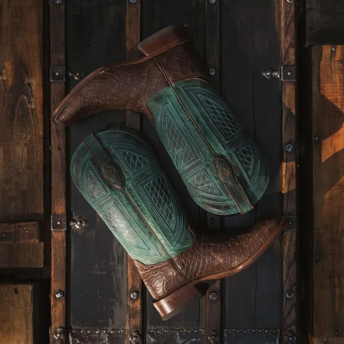 Western Men Stetson Big Horn Tobacco Alligator Cowboy Boot Brown