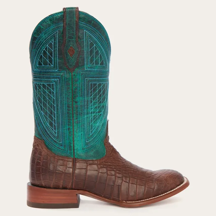 Western Men Stetson Big Horn Tobacco Alligator Cowboy Boot Brown