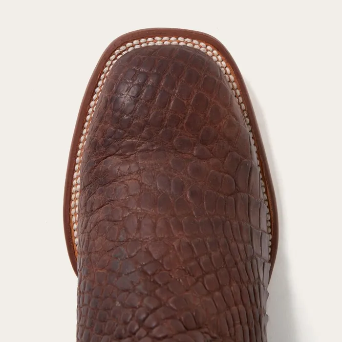 Western Men Stetson Big Horn Tobacco Alligator Cowboy Boot Brown