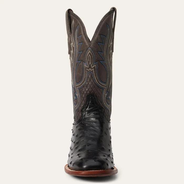 Western Men Stetson Ozzy Ostrich Boot Black