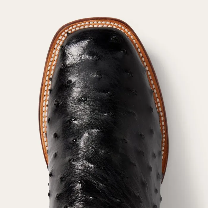 Western Men Stetson Ozzy Ostrich Boot Black