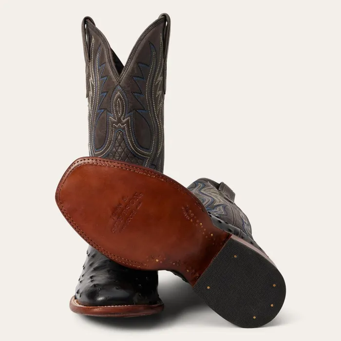 Western Men Stetson Ozzy Ostrich Boot Black