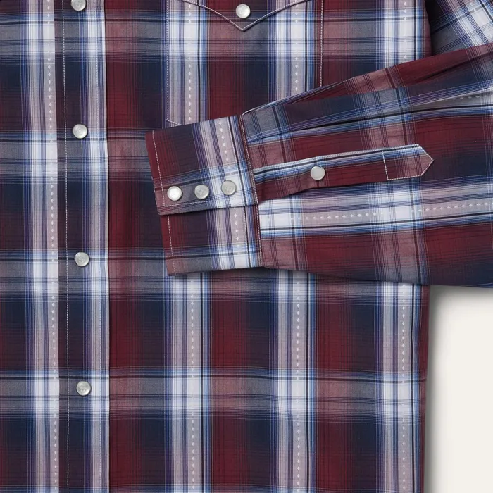 Western Shirts Men Stetson Good Luck Plaid Western Shirt Wine
