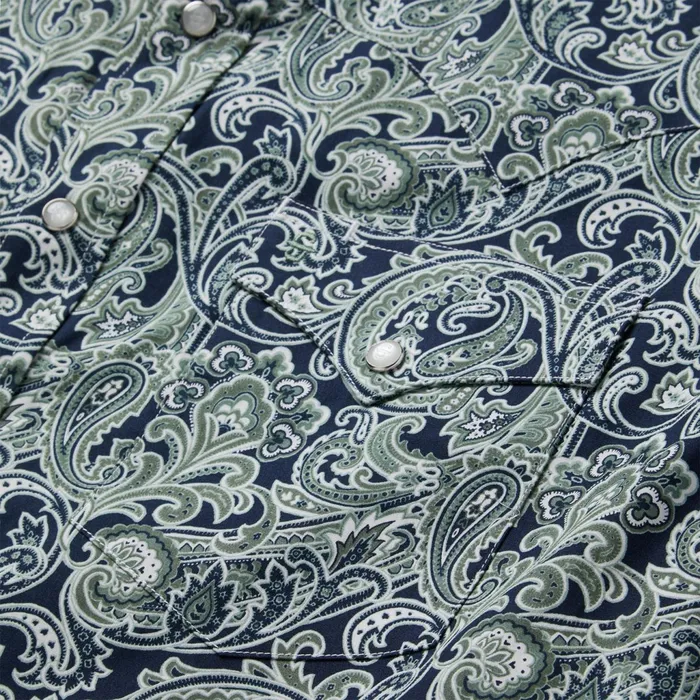 Western Shirts Men Stetson Greenspring Paisley Print Western Shirt Blue