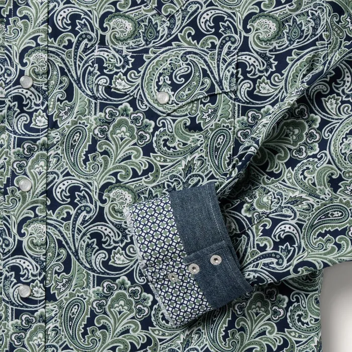 Western Shirts Men Stetson Greenspring Paisley Print Western Shirt Blue