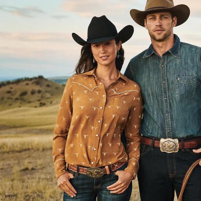 Western Shirts Women Stetson Mojave Longhorn Print Snap Western Shirt Brown