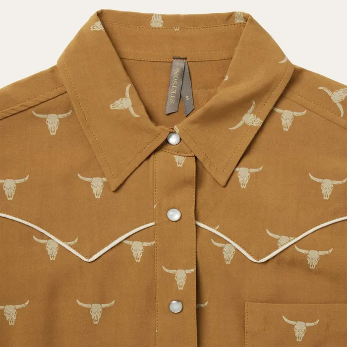 Western Shirts Women Stetson Mojave Longhorn Print Snap Western Shirt Brown