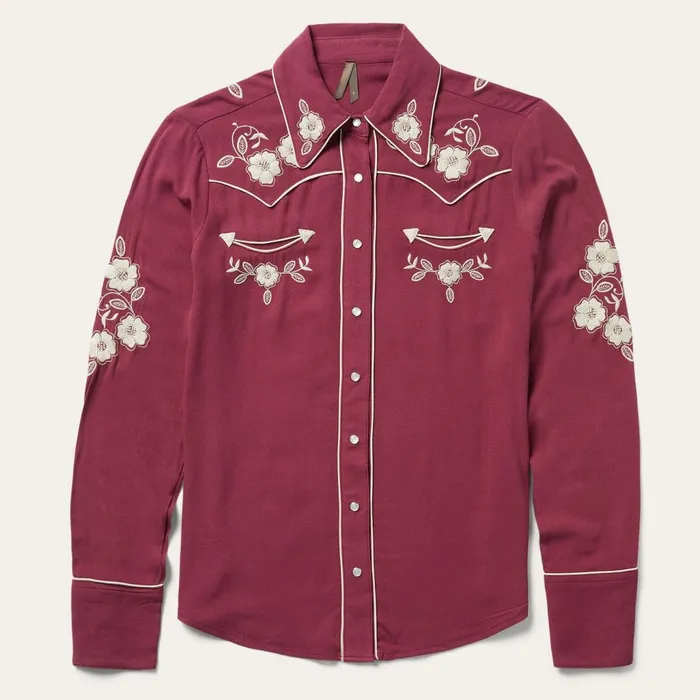 Western Shirts Women Stetson Wine Classic Western Snap Shirt Wine
