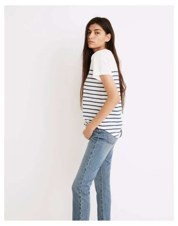 Whisper Cotton Rib Crewneck Tee In Nautical Stripe Lighthouse Women Madewell Tees Whisper Cotton Rib Crewneck Tee In Nautical Stripe Lighthouse Women Madewell Tees