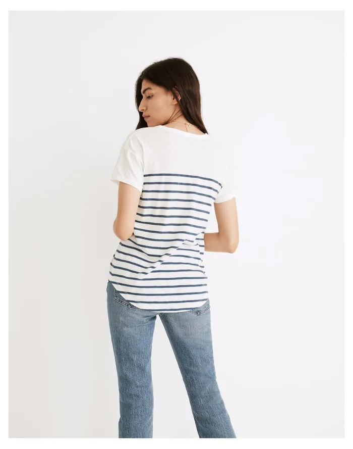 Whisper Cotton Rib Crewneck Tee In Nautical Stripe Lighthouse Women Madewell Tees Whisper Cotton Rib Crewneck Tee In Nautical Stripe Lighthouse Women Madewell Tees