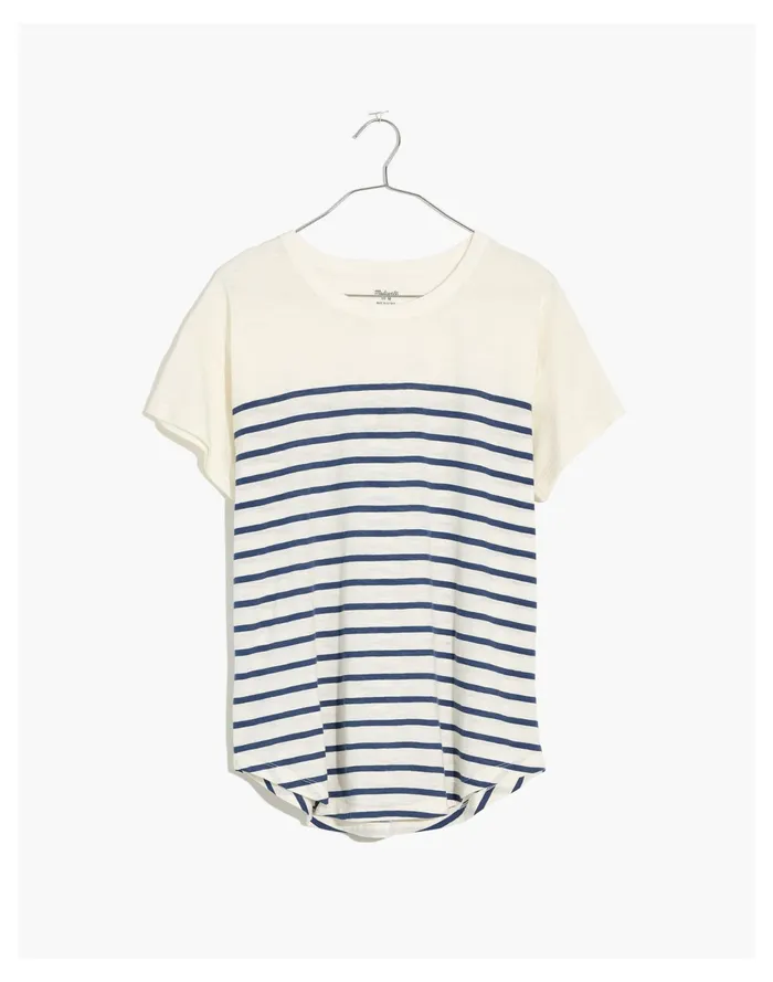 Whisper Cotton Rib Crewneck Tee In Nautical Stripe Lighthouse Women Madewell Tees Whisper Cotton Rib Crewneck Tee In Nautical Stripe Lighthouse Women Madewell Tees