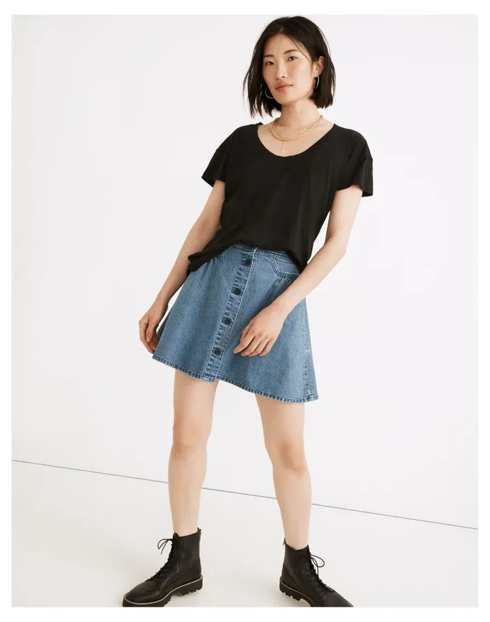 Whisper Cotton Scoopneck Tee True Black Women Madewell Tees