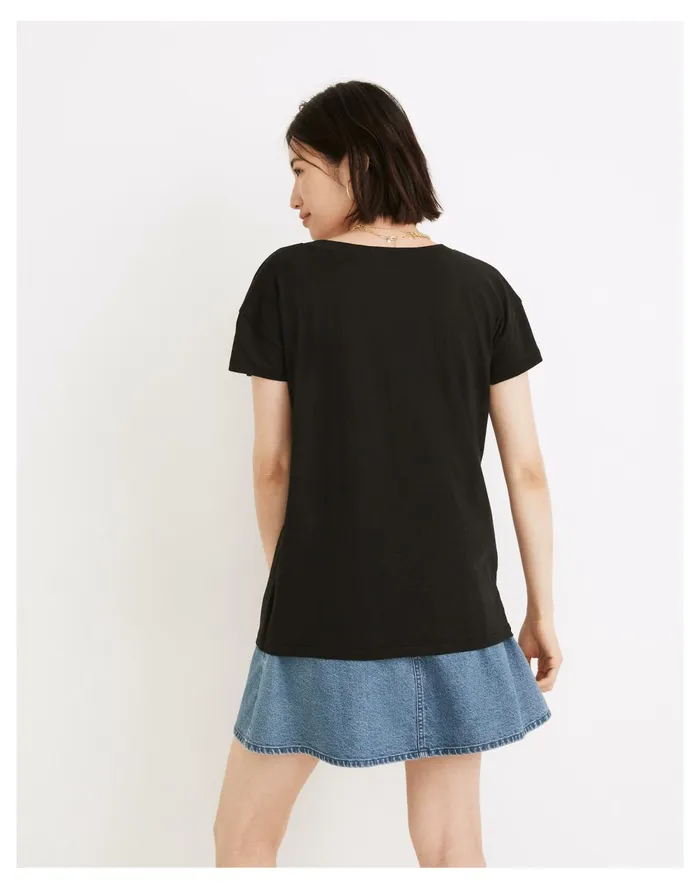 Whisper Cotton Scoopneck Tee True Black Women Madewell Tees Whisper Cotton Scoopneck Tee True Black Women Madewell Tees