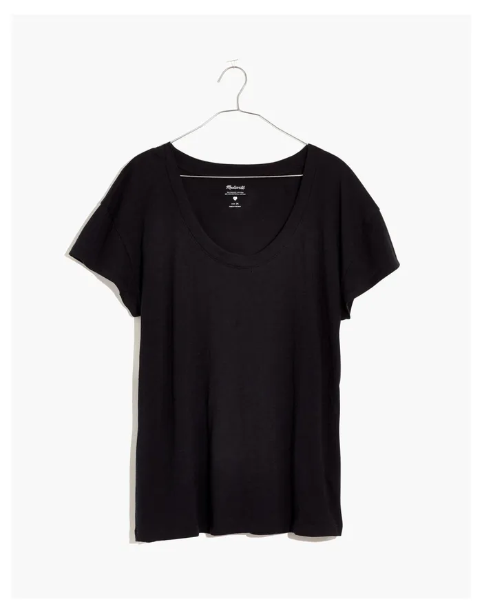 Whisper Cotton Scoopneck Tee True Black Women Madewell Tees Whisper Cotton Scoopneck Tee True Black Women Madewell Tees