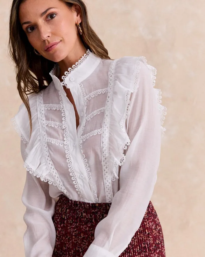 White Lydia Shirt White Women Polin Et Moi Blouses And Shirts
