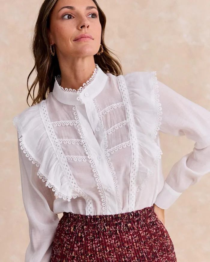 White Lydia Shirt White Women Polin Et Moi Blouses And Shirts White Lydia Shirt White Women Polin Et Moi Blouses And Shirts