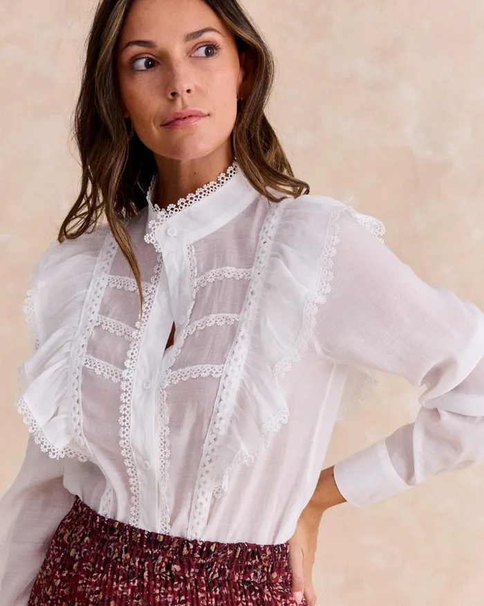 White Lydia Shirt White Women Polin Et Moi Blouses And Shirts White Lydia Shirt White Women Polin Et Moi Blouses And Shirts