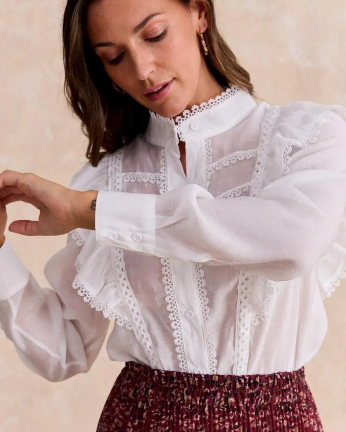 White Lydia Shirt White Women Polin Et Moi Blouses And Shirts White Lydia Shirt White Women Polin Et Moi Blouses And Shirts