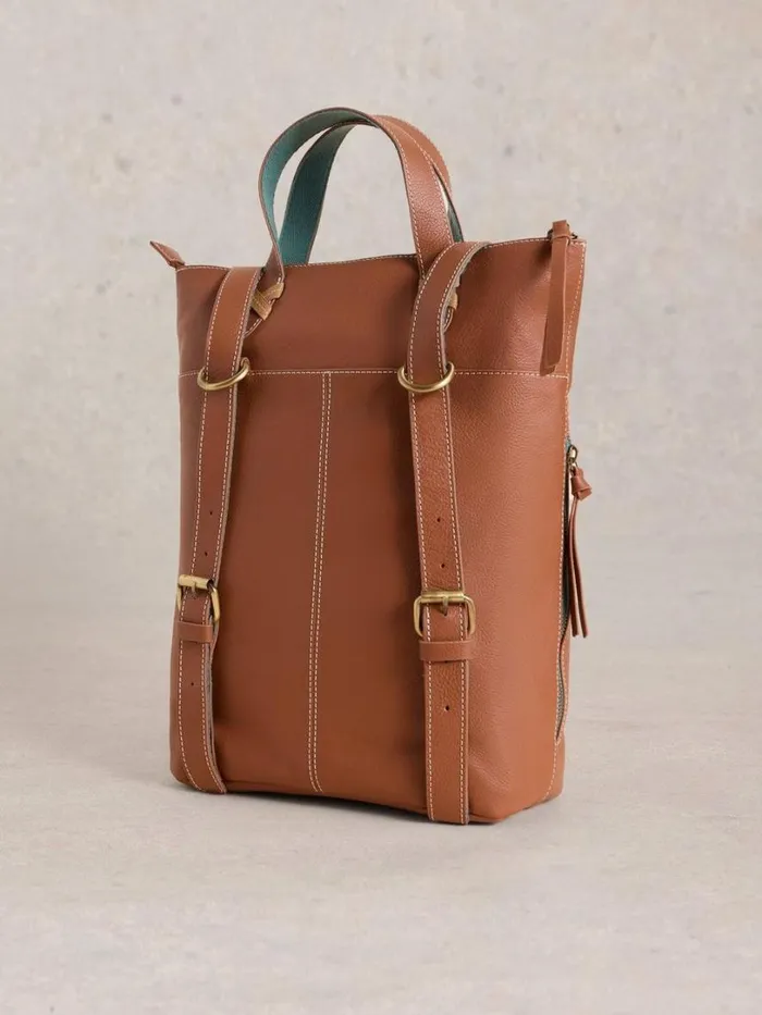 White Stuff Bags and Purses Leather Convertible Backpack Mid Tan 8211 Women