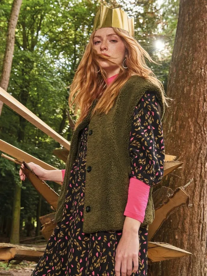White Stuff Coats and Jackets Borg Gilet Khaki Green 8211 Women
