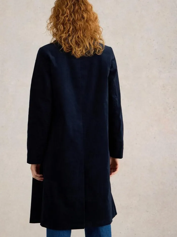 White Stuff Coats and Jackets Kamila Velvet Coat Dark Navy 8211 Women