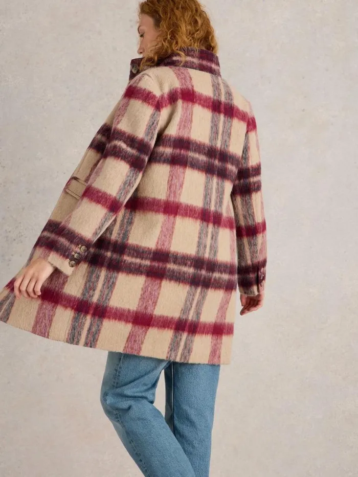 White Stuff Coats and Jackets Karla Check Coat Plum Multi 8211 Women