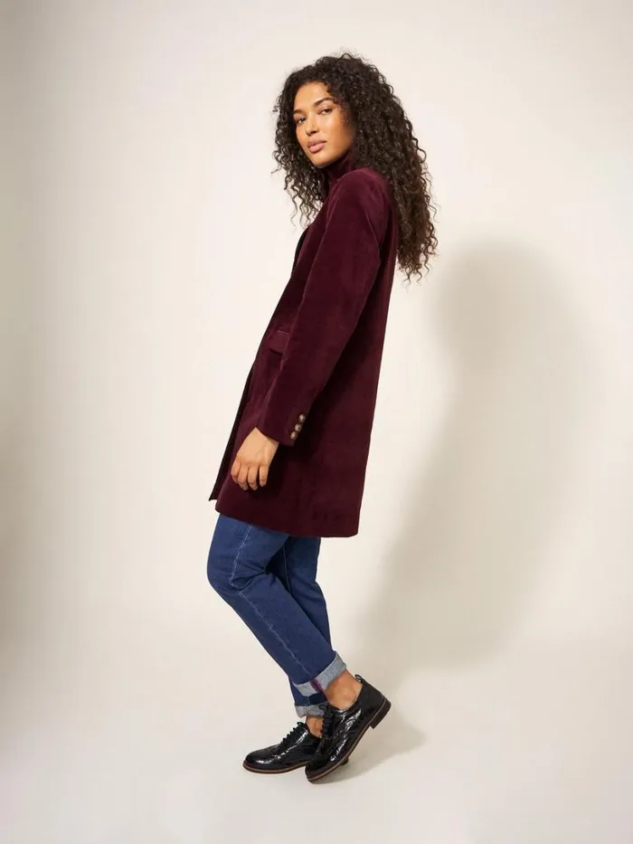 White Stuff Coats and Jackets Karla Smart Velvet Coat Dk Plum 8211 Women