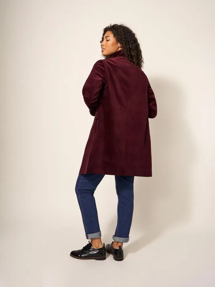 White Stuff Coats and Jackets Karla Smart Velvet Coat Dk Plum 8211 Women