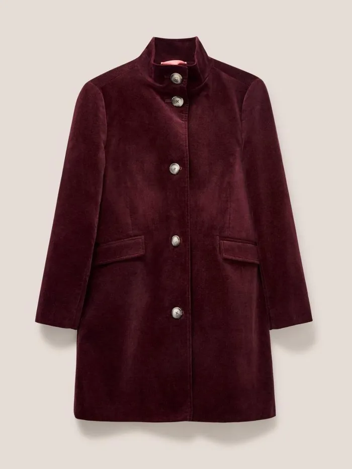 White Stuff Coats and Jackets Karla Smart Velvet Coat Dk Plum 8211 Women