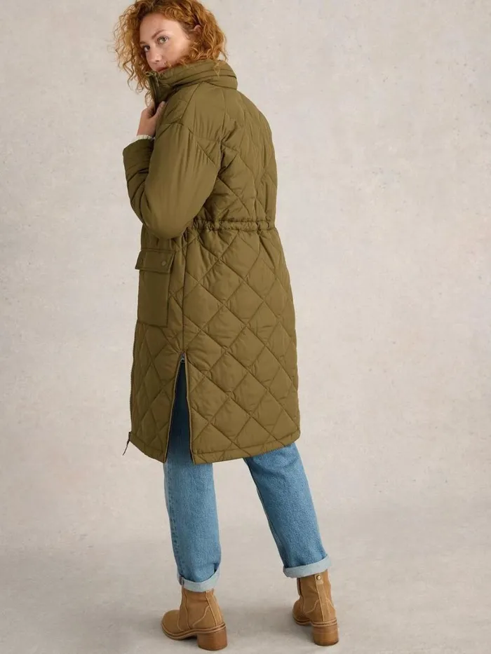 White Stuff Coats and Jackets Lorena Quilted Coat Khaki Green 8211 Women