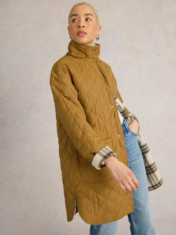 White Stuff Coats and Jackets Marlowe Reversible Check Coat Ivory Multi 8211 Women