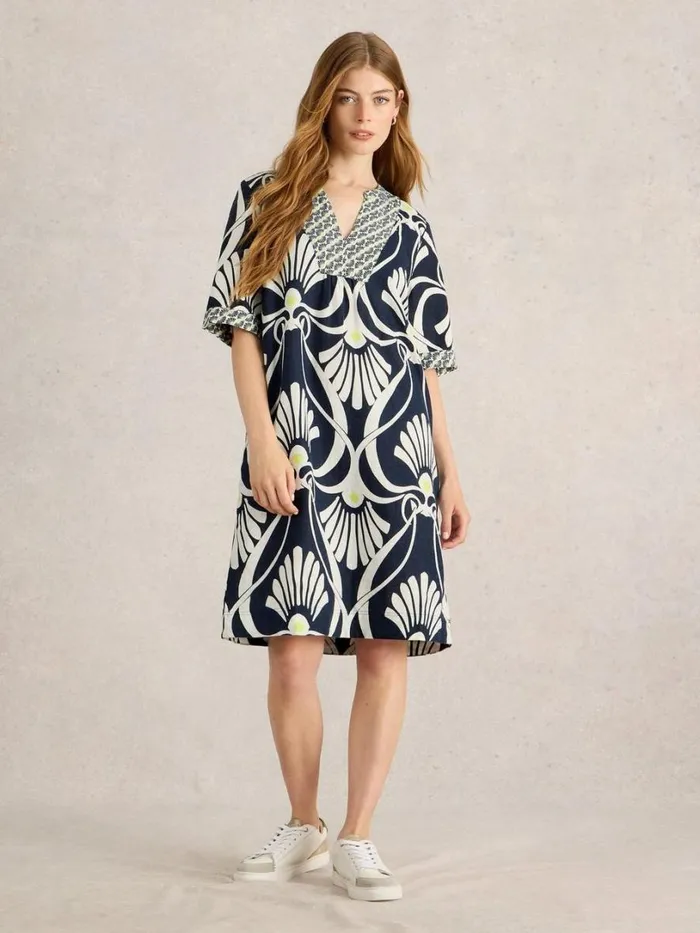 White Stuff Dresses Ash Linen Dress Navy Print 8211 Women