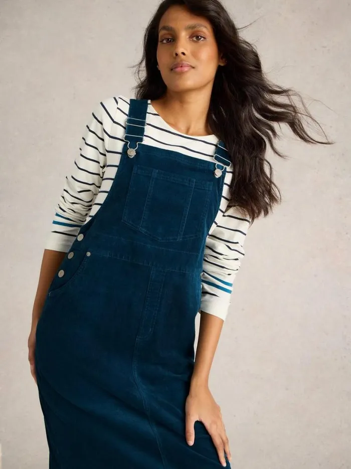 White Stuff Dresses Emmie Organic Cord Pinafore Dk Teal 8211 Women