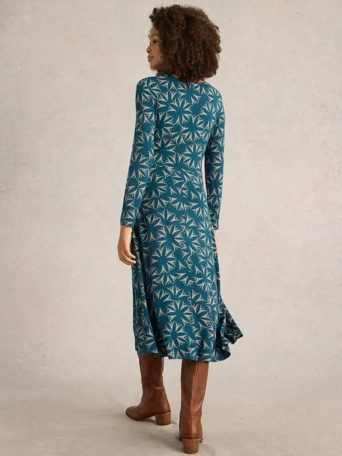 White Stuff Dresses Madeline Jersey Midi Dress Teal Multi 8211 Women