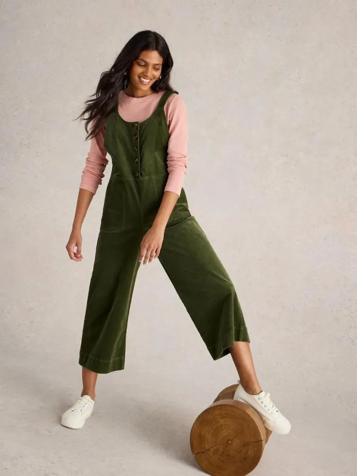 White Stuff Dresses Viola Cord Dungaree Dark Green 8211 Women