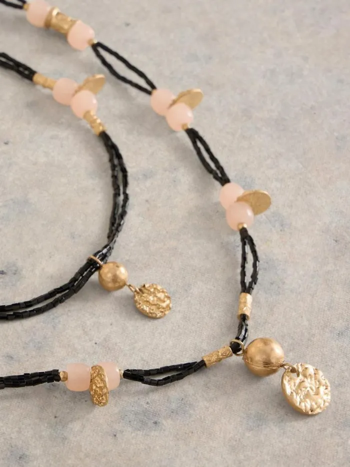 White Stuff Jewellery FLORA CHARM BEAD NECKLACE Black Multi 8211 Women