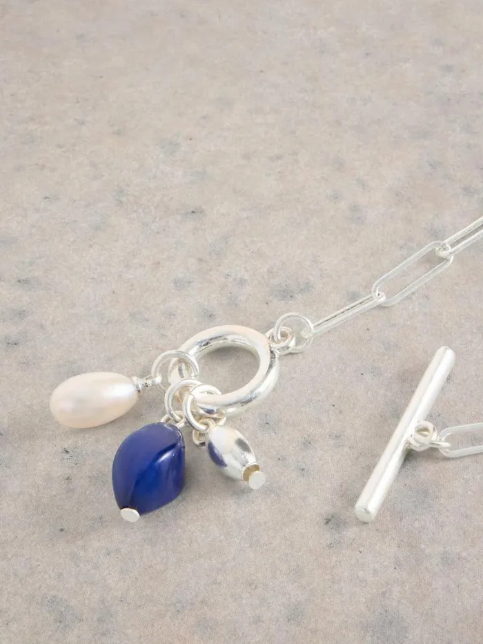 White Stuff Jewellery Pearl Cluster Chain Necklace Silver Tone Metallic 8211 Women