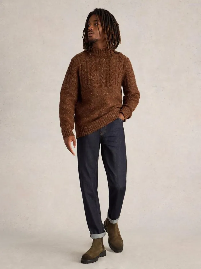 White Stuff Knitwear Berkley Crew Neck Jumper Brown Multi 8211 Men