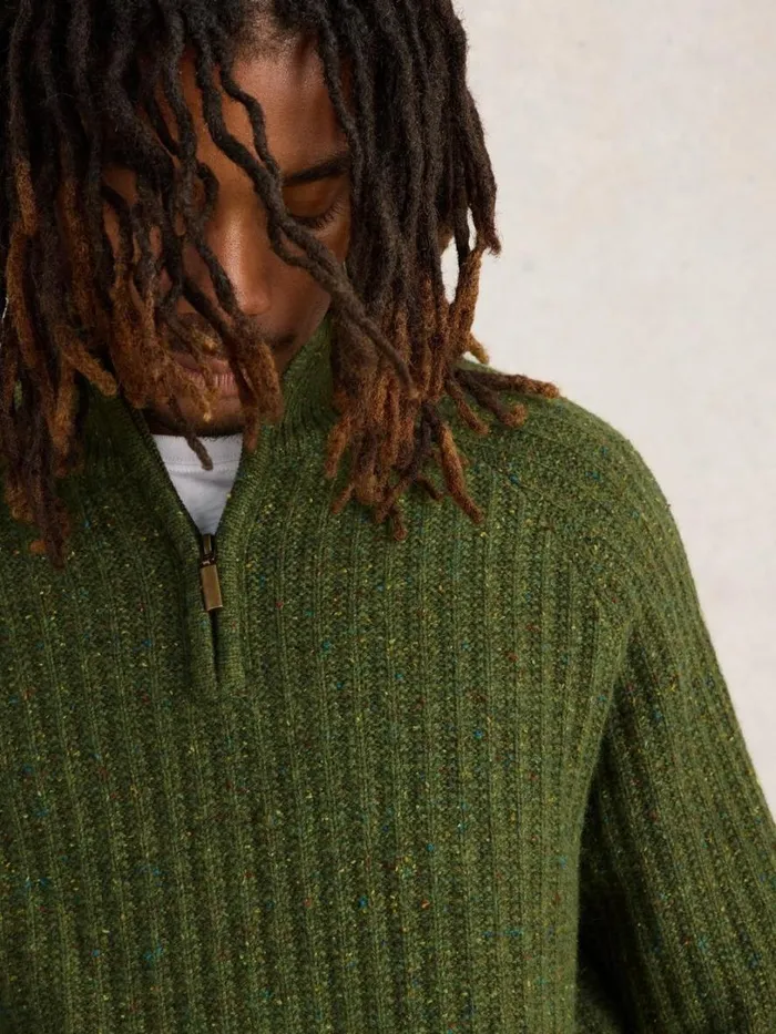 White Stuff Knitwear Chunky Funnel Neck Wool Jumper Green Multi 8211 Men