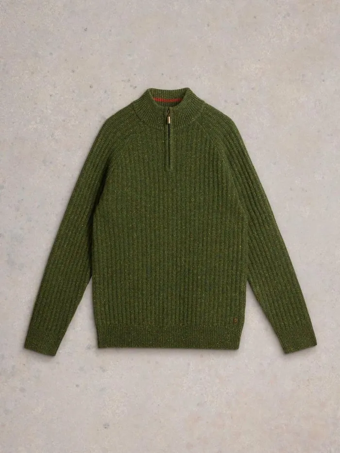 White Stuff Knitwear Chunky Funnel Neck Wool Jumper Green Multi 8211 Men