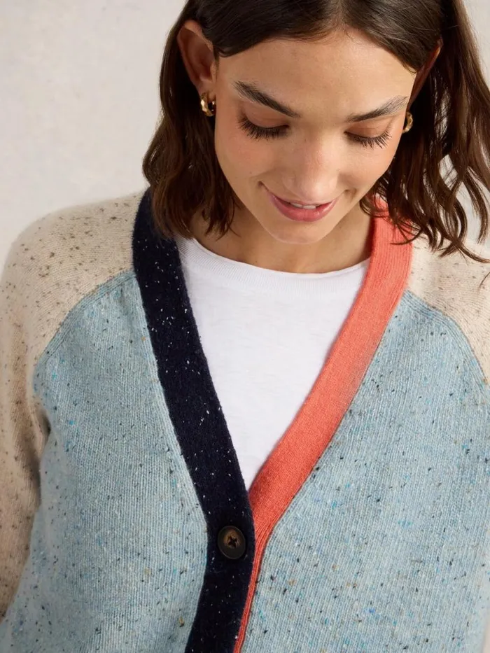 White Stuff Knitwear COLOURBLOCK NEP CARDI Blue Multi 8211 Women White Stuff Knitwear COLOURBLOCK NEP CARDI Blue Multi 8211 Women