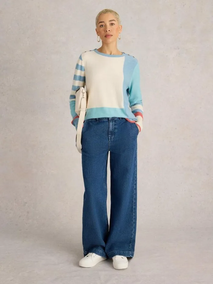 White Stuff Knitwear EMMA COLOURBLOCK JUMPER Blue Multi 8211 Women