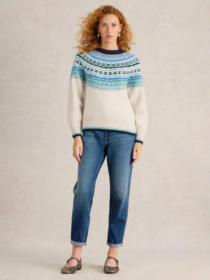 White Stuff Knitwear FROSTED FAIRISLE JUMPER Natural Multi 8211 Women